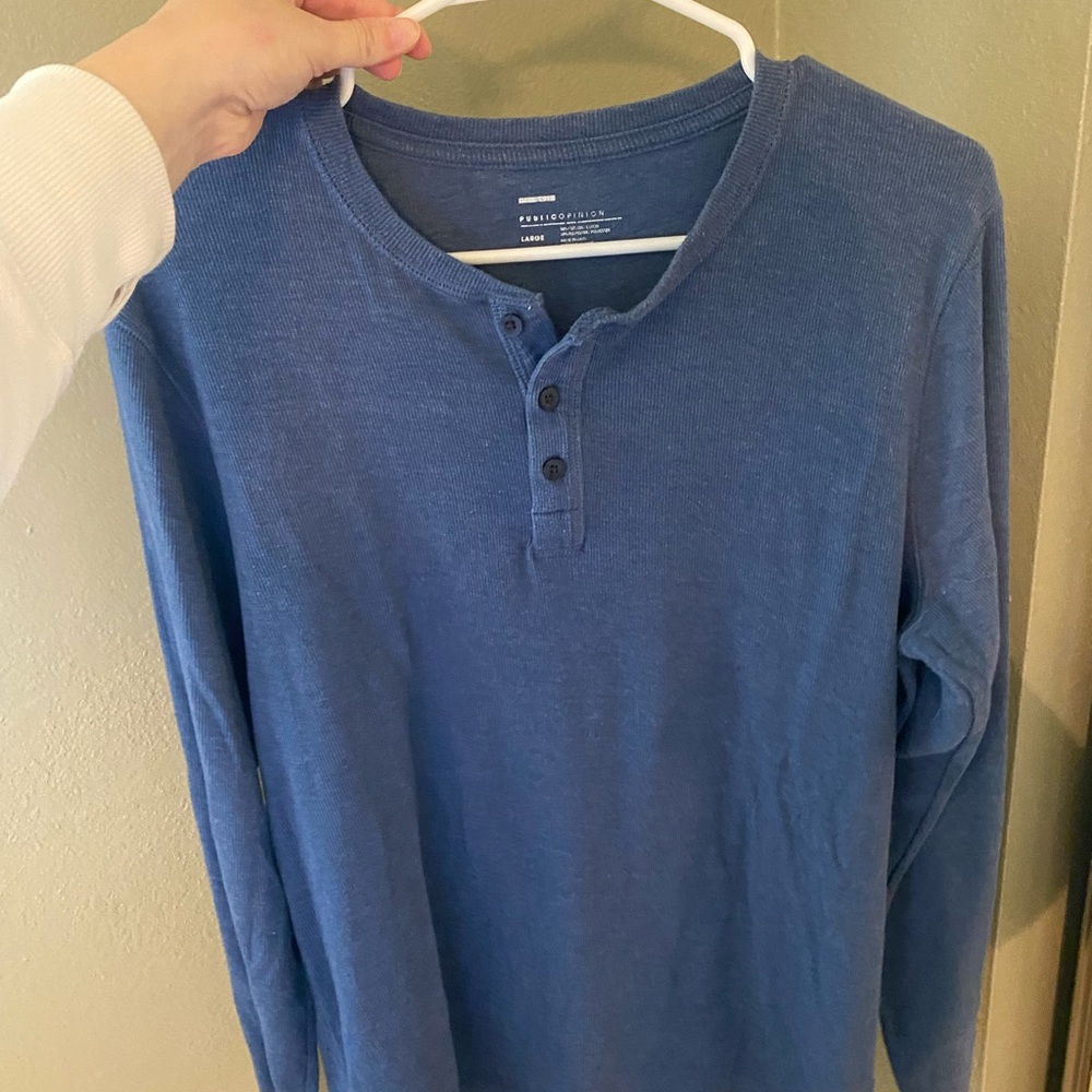 Blue Henley Ribbed Shirt